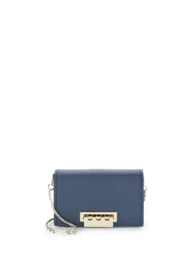 Shop Zac Zac Posen Earthette Leather Card Case With Chain In Navy