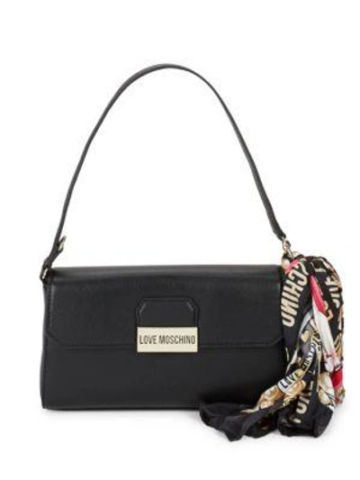Shop Love Moschino Leather Shoulder Bag In Black