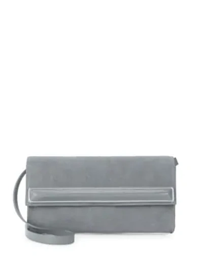 Shop Halston Heritage Small Suede Clutch In Slate Grey