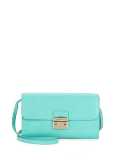 Shop Furla Mini Leather Crossbody Bag In Acquamarin