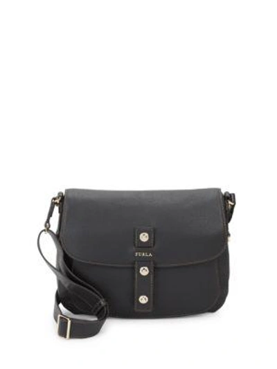 Shop Furla Emma Leather Shoulder Bag In Onyx