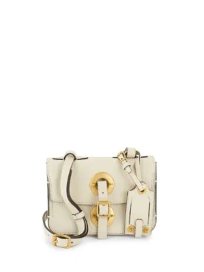 Shop Valentino Buckle-strap Leather Shoulder Bag In Light Ivory