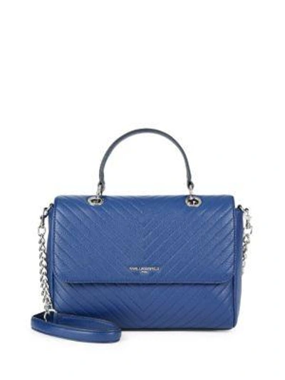 Shop Karl Lagerfeld Quilted Leather Satchel In Cobalt