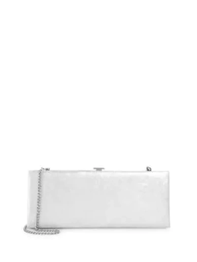 Shop Halston Heritage Metallic Leather Convertible Clutch In Silver