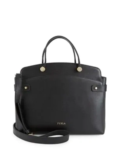 Shop Furla Leather To Zip Shoulder Bag In Onyx