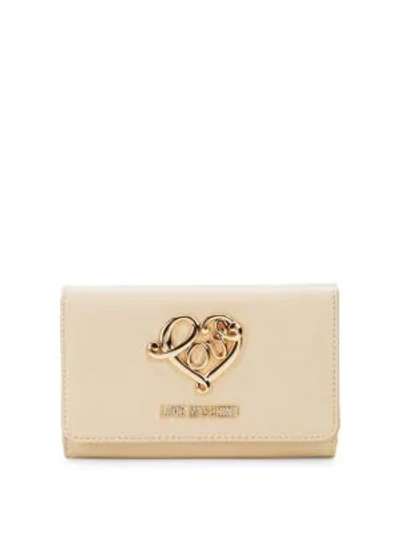 Shop Love Moschino Love Fold Over Wallet In Ivory
