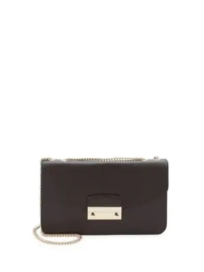 Shop Furla Julia Pochette Leather Clutch In Onyx