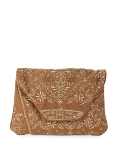 Shop Antik Batik Embroidered Crossbody Bag In Light Brown