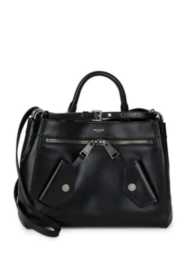 Shop Moschino Boxed Leather Satchel In Black