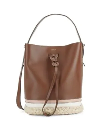 Shop Furla Vittoria Drawstring Bucket Bag In Brown