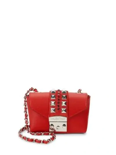 Shop Valentino By Mario Valentino Paulette Leather Shoulder Bag In Red Velvet