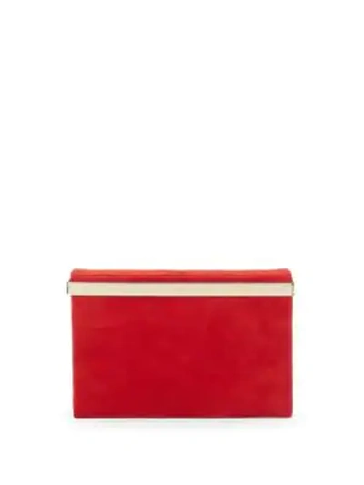 Shop Charlotte Olympia Vanity Suede Mirror Clutch In Red