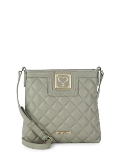 Shop Love Moschino Quilted Shoulder Bag In Grey