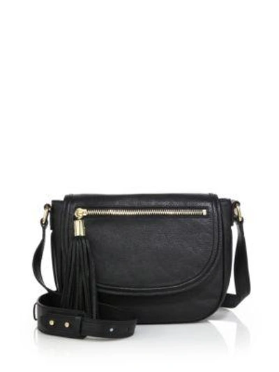 Shop Milly Astor Leather Saddle Bag In Black