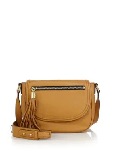 Shop Milly Astor Leather Saddle Bag In Caramel