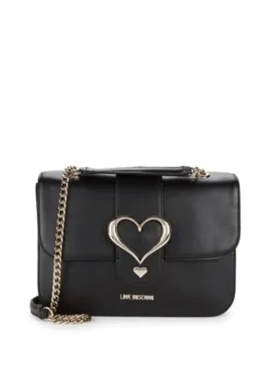 Shop Love Moschino Chain Shoulder Bag In Black