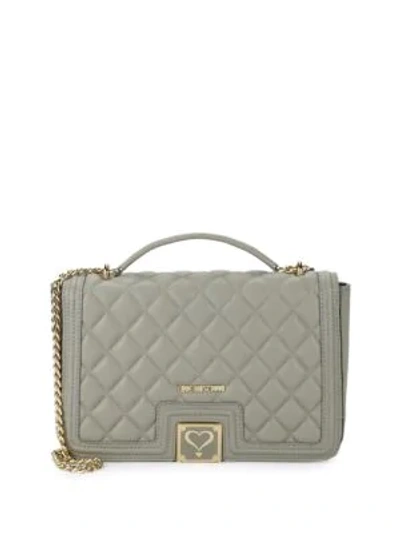 Shop Love Moschino Quilted Shoulder Bag In Grey