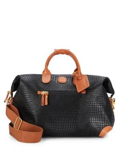 Shop Bric's My Safari Crocodile-embossed Leather Duffle Bag In Black