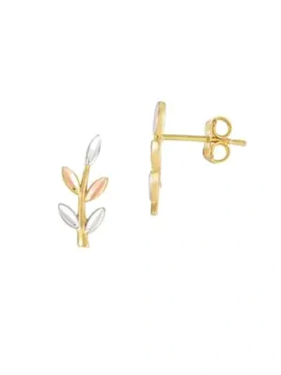 Shop Saks Fifth Avenue 14k Goldtri-color Leaf Climber Earrings
