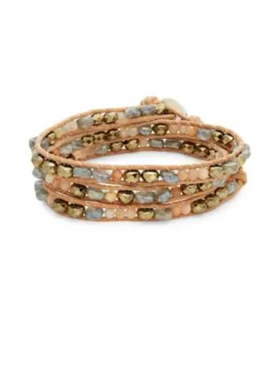 Shop Chan Luu Multi-stone & Leather Wrap Bracelet In Natural Mix