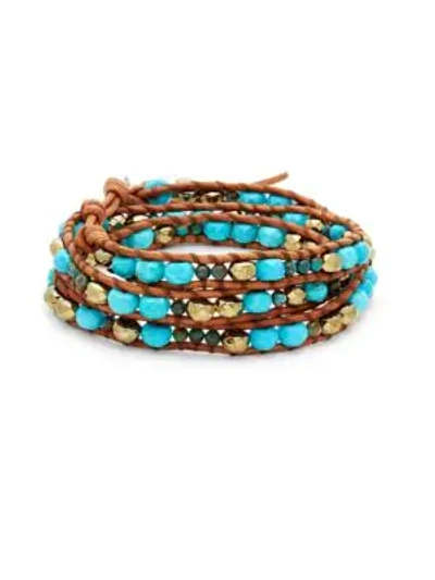 Shop Chan Luu Multi-stone & Leather Wrap Bracelet In Turquoise Mix