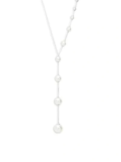Shop Majorica White Simulated Organic Man-made Pearl Y-drop Illusion Necklace