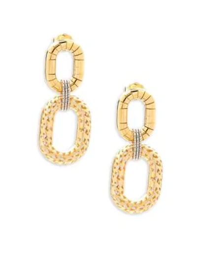 Shop Saks Fifth Avenue Made In Italy 14k Yellow Gold Double Oval Dangle Earrings