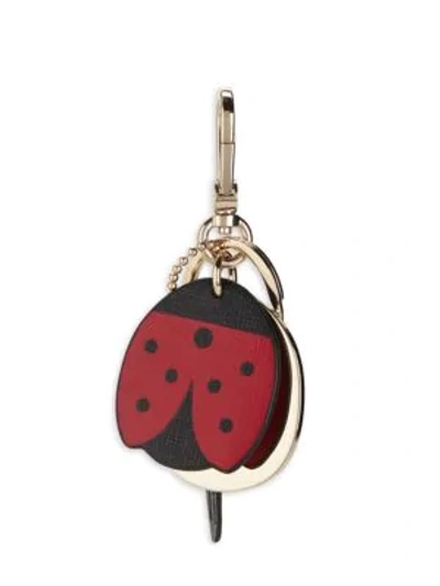 Shop Furla Ladybug Leather Keychain In Ruby Onyx