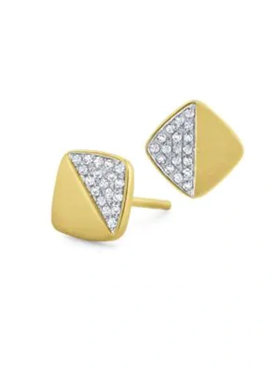 Shop Kc Designs 14k Yellow Gold Diamond Pavé Square Stud Earrings