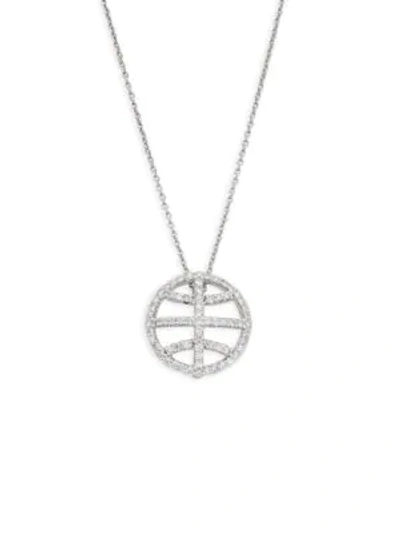 Shop Roberto Coin Diamond, Ruby And 18k White Gold Basketball Pendant Necklace In Silver