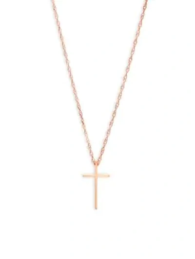 Shop Saks Fifth Avenue 14k Rose Gold Cross Necklace