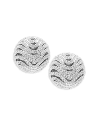 Shop Adriana Orsini Artemis Pavé Button Earrings In Silver