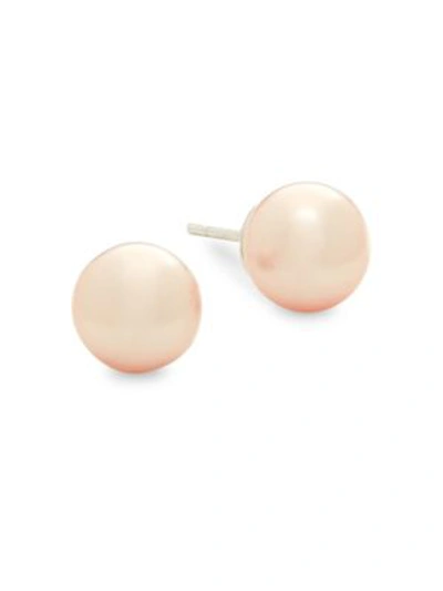 Shop Majorica Faux Pearl And Sterling Silver Stud Earrings In Pink