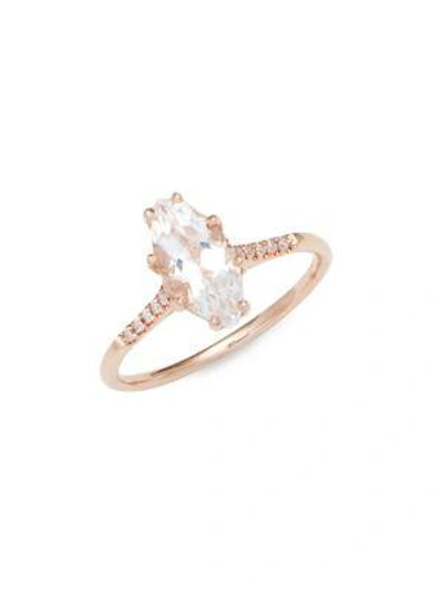 Shop Suzanne Kalan White Topaz, Diamonds And 14k Rose Gold Ring