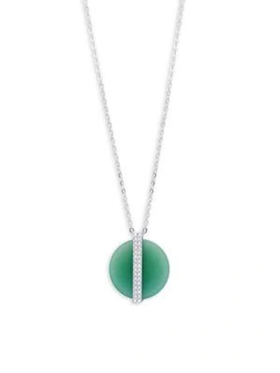 Shop Swarovski Glass Stone Pendant Necklace In Silver