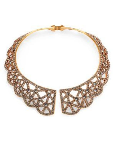 Shop Oscar De La Renta Pav&eacute; Scalloped Lace Web Collar Necklace In Gold