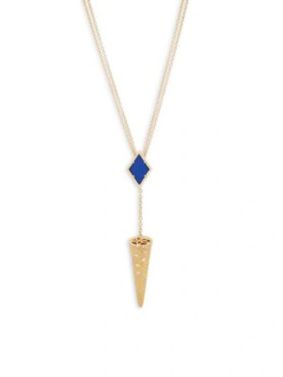 Shop Freida Rothman Crystal, Lapis And Sterling Silver Horn Pendant Necklace In Blue