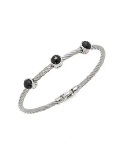 Shop Alor Women's Stainless Steel Triple Onyx Bracelet In Grey