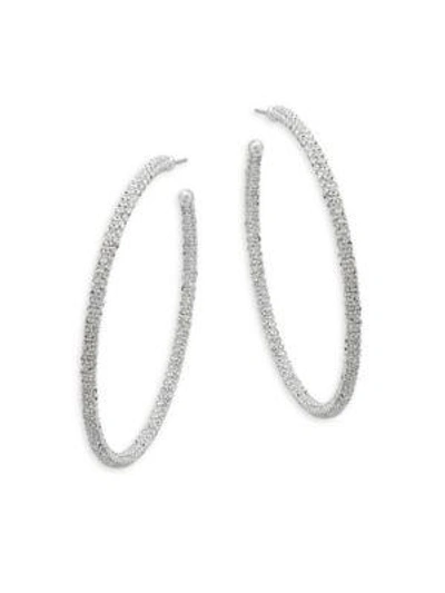 Shop Adriana Orsini Crystal Hoop Earrings In Silver