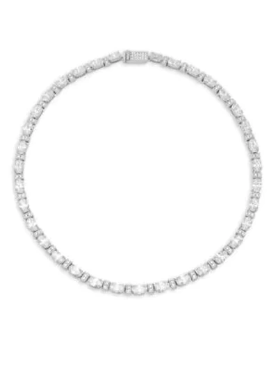 Shop Adriana Orsini Faceted Cubic Zirconia Necklace In Silver