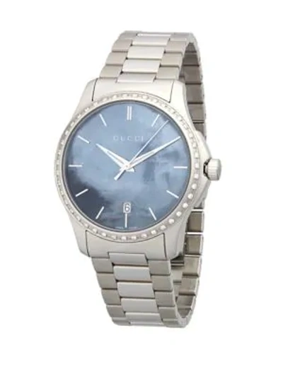 Shop Gucci Silvertone Mother-of-pearl Dial Watch