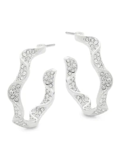 Shop Adriana Orsini Crystal Ruffle Hoop Earrings In Silver