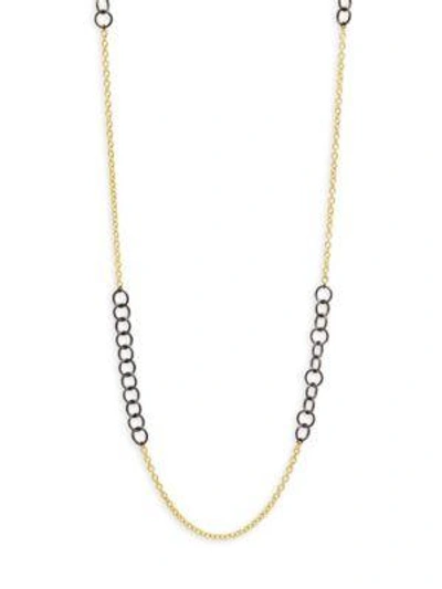 Shop Freida Rothman Long Mixed Link Chain Necklace In Gold