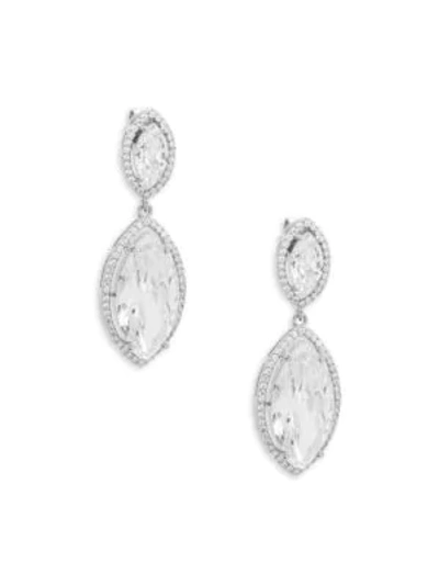 Shop Saks Fifth Avenue Crystal And Sterling Silver Double Drop Earrings