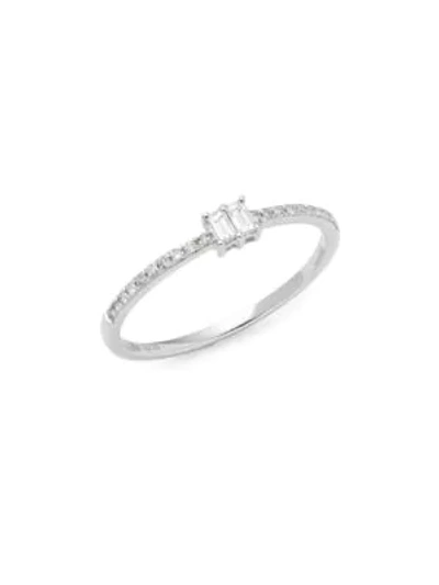 Shop Kc Designs Stack & Style 14k White Gold & Baguette Diamond Ring In Silver