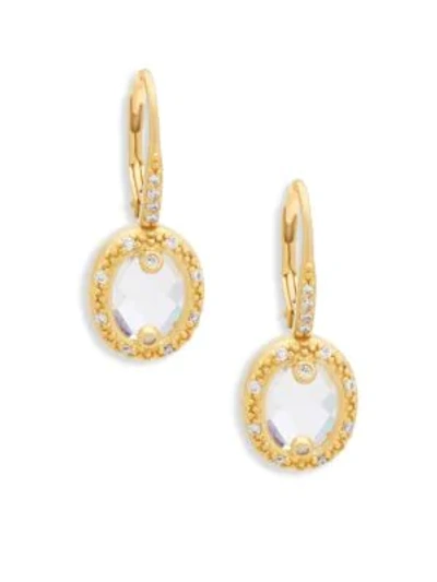 Shop Freida Rothman Crystal Drop Earrings In Gold
