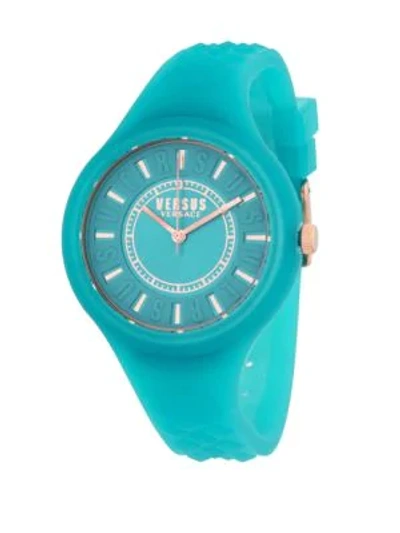 Shop Versus 39mm Fire Island Silicone Strap Watch In Teal