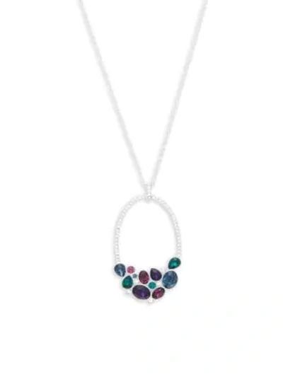 Shop Swarovski Open Oval Crystal Pendant Necklace In Silver