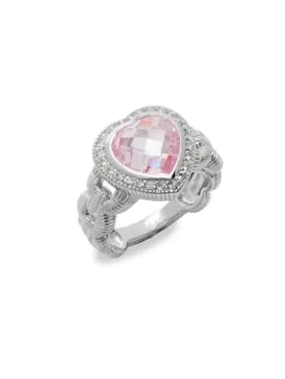 Shop Judith Ripka Fontaine Crystal & Sapphire Heart Ring In Silver
