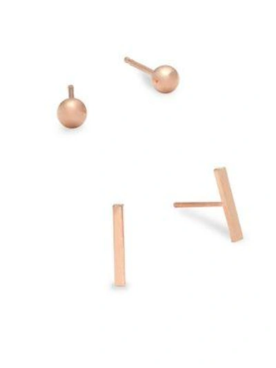 Shop Saks Fifth Avenue Set Of Two 14k Rose Gold Stud Earrings